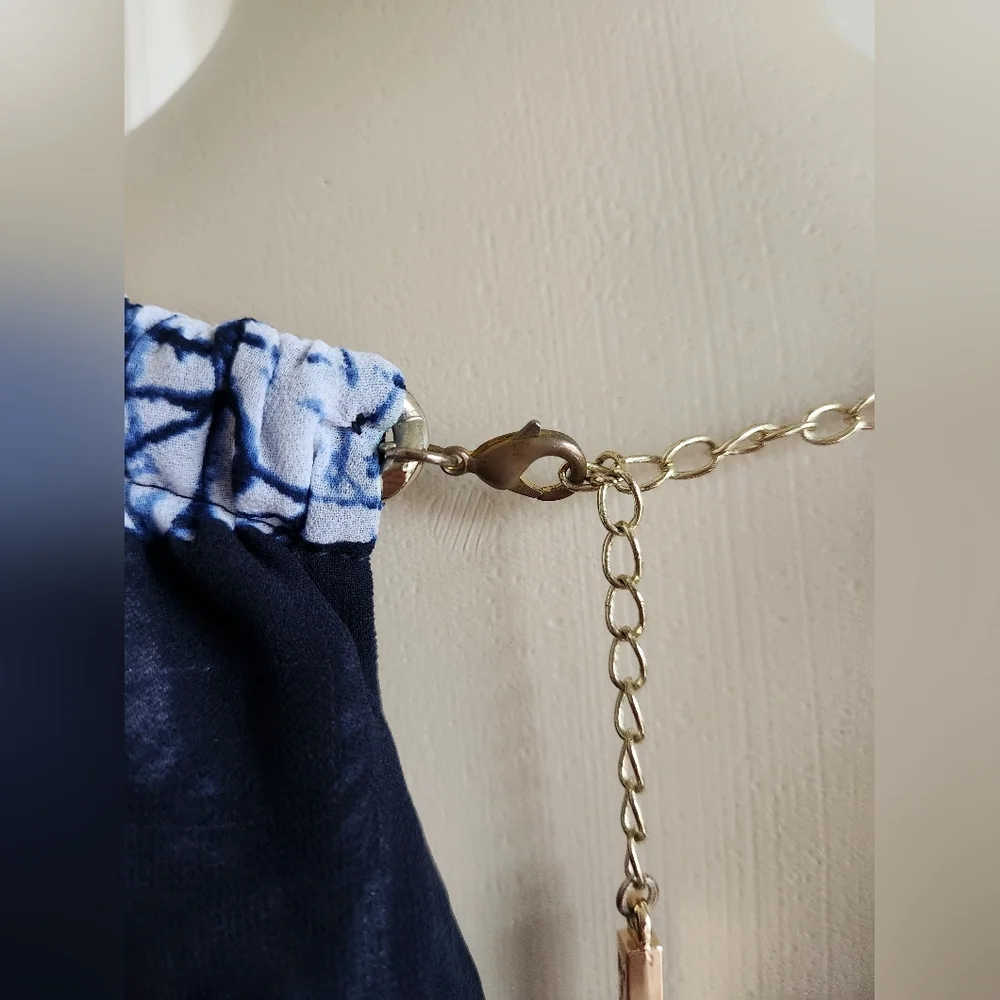 Michael Kors Striped Tie Dye Blue Chain Halter Dress‎ Size M